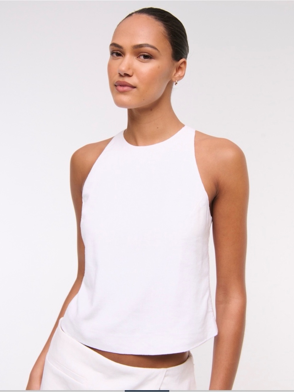 Abercrombie & Fitch White Linen-Blend Open-Back Set Top Size Medium NWT 🛍️ - Picture 2 of 6